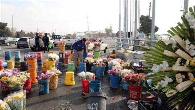 جمع‌آوری گل فروشان در مسیرهای منتهی به بهشت زهرا (س)